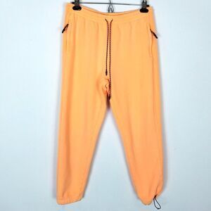 TNA Women Cozy Fleece Jogger Pants Size M Drawstring Elastic Waist Orange